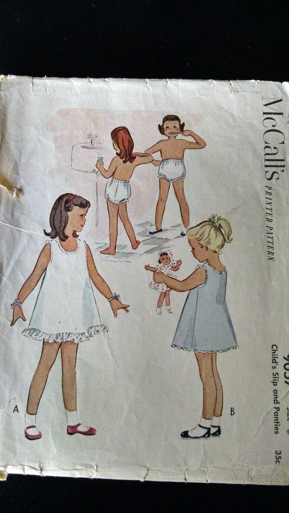 Vintage Sewing Pattern Mccalls girls Size 6 slip and panties Etsy