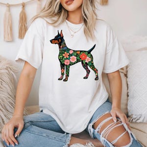 Floral Doberman T-Shirt, Cute Pet Lover Shirt, Animal Lover Apparel, Casual Tee, Tshirt, Pet T shirt, Cute Top, Doberman