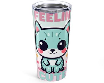 Bicchiere con simpatici animali - Sentirsi carini, Bicchieri carini, Regalo per bambini, Tazza per amanti dei gatti, Elegante tazza da viaggio