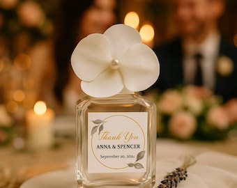 Personalized Wedding Favor Bottle, Engagement Gift for Guests, Custom Name & Date Cologne Bottle, Elegant Thank You Keepsake