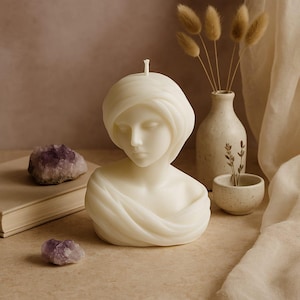 Bougie sculptée en cire de soja faite main - Bougie buste de femme, décoration de sculpture grecque artistique, cadeau unique