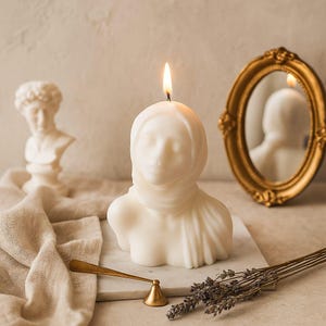 Skulptur Kerze Büste Frauenkopf | Ästhetische Deko-Kerze | Einzigartiges handgemachtes Geschenk für sie | Minimalistischer Wohnakzent
