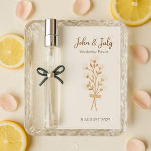 Bomboniera personalizzata per matrimonio con mini bottiglia di profumo – Spray di profumo in vetro personalizzato con biglietto per addio al nubilato e regali per gli ospiti