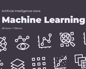 35 Icônes IA & Maschinelles Lernen – Packen Sie Vektoren – SVG / PNG