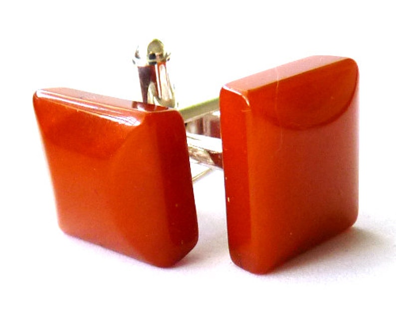 Baltic Amber Cufflinks Antique Squared Caramel Natural 925 silver