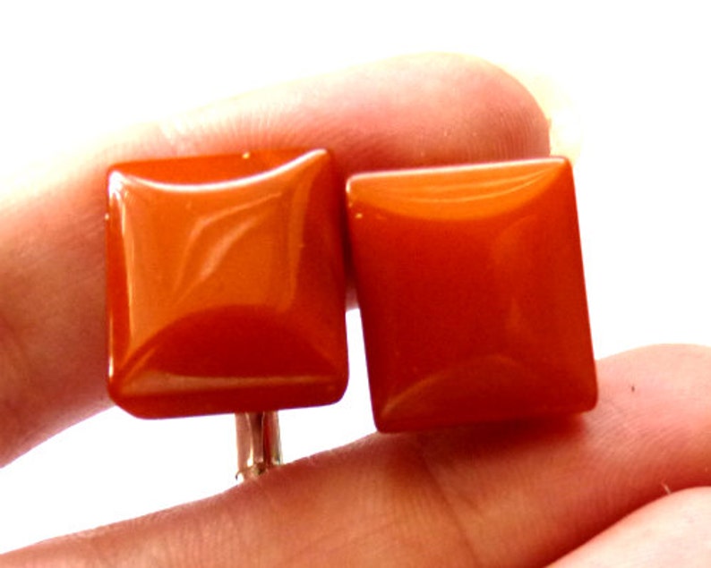 Baltic Amber Cufflinks Antique Squared Caramel Natural 925 silver