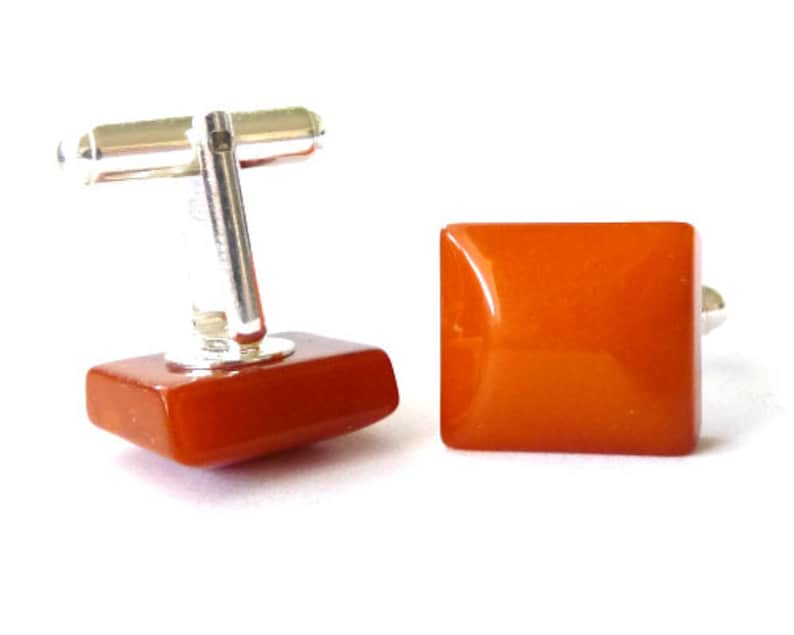 Baltic Amber Cufflinks Antique Squared Caramel Natural 925 silver