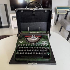 1928 Continental 350 Typewriter – Rare Green Marbled Finish – Fully Functional – Scandinavian Keyboard - Collector’s Piece