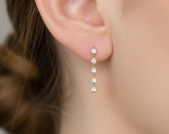 Genuine Moissanite Drop Earrings, Dangle Sterling Silver Earrings, Bridal Jewelry, Wedding Gifts for Her, Party Look Statement Earrings