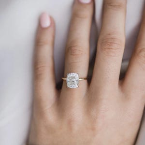 Elongated Cushion Cut Moissanite Solitaire Engagement Ring, 14K Solid Yellow Gold Wedding Ring, Single Diamond Ring, Unique Jewelry Gifts