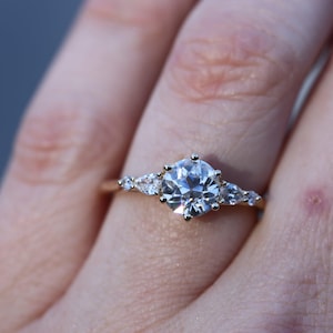 Vintage Round Old European Cut Colorless Moissanite Engagement Ring, Handmade Vintage Style Anniversary Gift, Antique Style Unique Ring