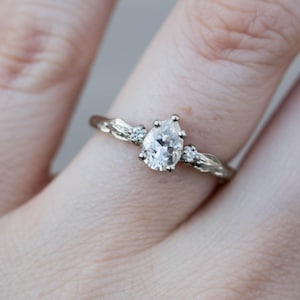 Vintage Pear Shaped Moissanite Engagement Ring, Solid Gold Nature Inspired Ring, Flower Leaf Art Deco Filigree Ring, Unique Promise Ring