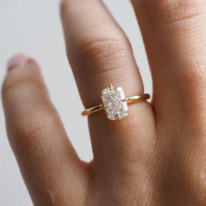 Cushion Cut Moissanite Engagement Ring, Elongated Cushion Cut Solitaire Ring, Moissanite Engagement Ring, Anniversary Ring, Gift for Her