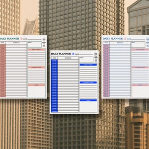 Daily Planner Printable | Hourly Schedule Organizer | Digital Productivity Planner | Undated To-Do List Template | Instant Download PDF