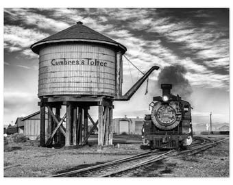 Steam Train Black and White Photo Colorado Vintage Locomotive Wall Art Railroad Photography Gift