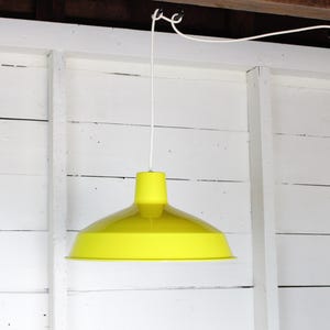Vintage Yellow Enamel Pendant Light | 1970s Modernist Ceiling Lamp
