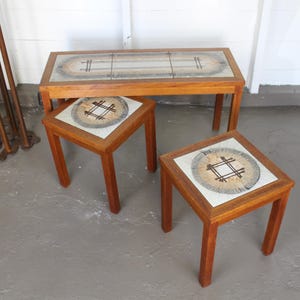 Mid-century Modern Teak Nesting Tables – Ceramic Tile Top – Danish, 1960s