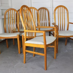 Set of 6 Danish Modern Teak Dining Chairs by Schou Andersen Møelfabrik | MCM Bentwood Arched (4 Side + 2 Armchairs)