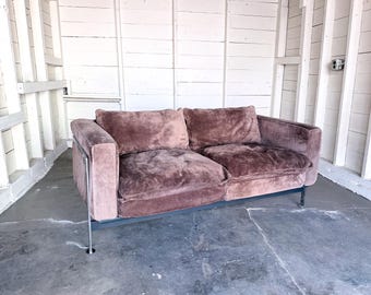 Suede Sofa by Robert Haussmann for De Sede c. 1970s | Chrome Frame Postmodern Couch
