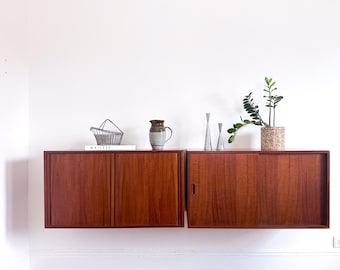 Danish Modern Floating Teak Wall Cabinets from Hansen & Guldborg | Modular Floating Wall Unit | MCM Teak Credenza or Storage