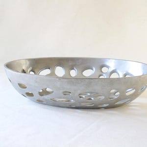Mid-Century Modern Cast Aluminum Centerpiece Bowl with Organic Cutout Design