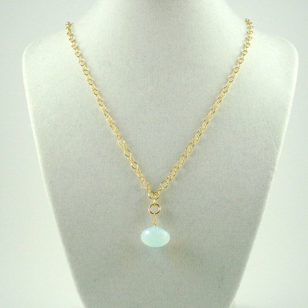 Teardrop Opalite Pendant and 14K Gold Filled Chain Necklace