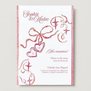 Modelo de convite de casamento espanhol – Estilo romântico e aquarela personalizável