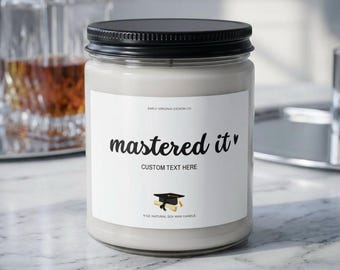 Masters Degree Graduation Candle, Personalized Grad Gift, Soy Wax Candle Keepsake