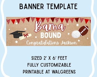 College Bound Graduation Signs, Hand Painted Look Printable Banner Template