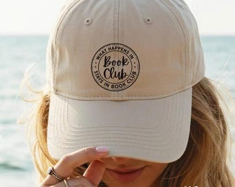 Embroidered Book Club Hat, Vintage Reading Cap, Literary Gift for Book Lovers, Casual Cotton Dad Hat, Bookworm Accessory