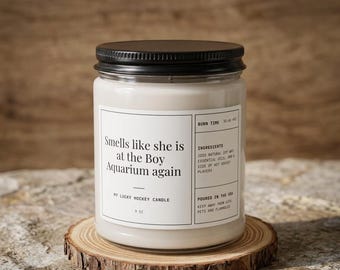 Boy Aquarium Candle, Lucky Hockey Fan Gift, Soy Wax Jar (50-60 Hours)