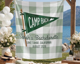 Camp Bachelorette Indoor Wall Tapestry, Custom Bridal Party Decor