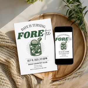 Fore-Tee Golf Party Invite - 40th Birthday, Country Club Style