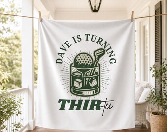 Golf & Whiskey Custom Tapestry, 30th 40th 50th Birthday Wall Decor