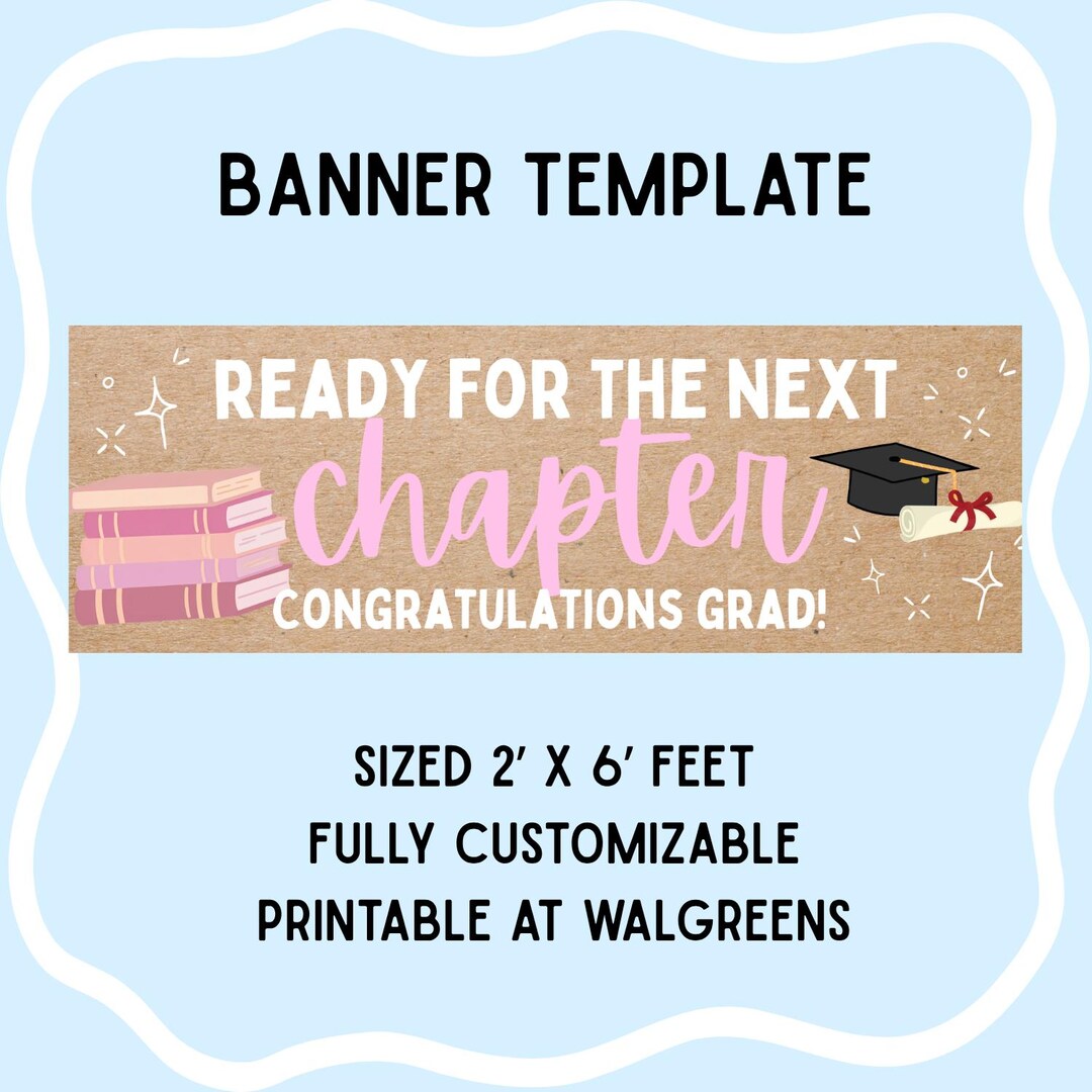 Next Chapter Bookish Graduation Sign, Hand Painted Look Printable ...