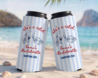 Custom Bachelorette Can Cooler, Girls Weekend Beverage Sleeve, Preppy Wedding Decor