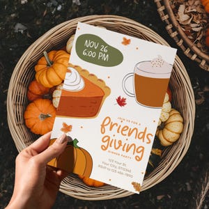 Friendsgiving Dinner Party Invitation Template, Thanksgiving Potluck Invite, Fall Event Digital PDF, Editable Fall Gathering Invitation
