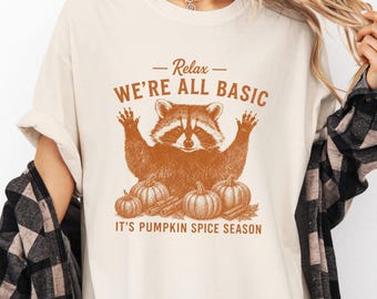 Pumpkin Spice Season Raccoon Apparel, Fall Tee & Sweatshirt