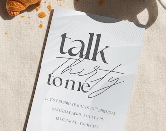 Modello di invito per il 30° compleanno, "Talk Thirty To Me" (Parla con me) - Download digitale