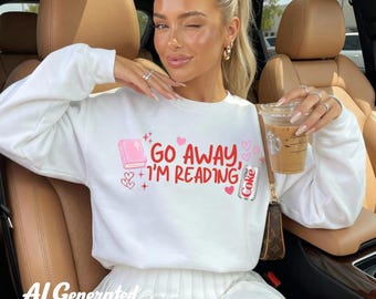 Sudadera Go Away Reading Bookish, cuello redondo Diet Cola, diseño rosa suave