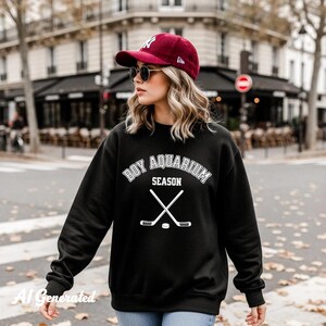 Boy Aquarium Varsity Sweatshirt, Cotton Hockey Season Crewneck image 5