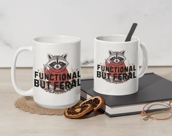 Taza de cerámica con diseño de mapache: un regalo práctico y atrevido para los amantes de los animales salvajes.