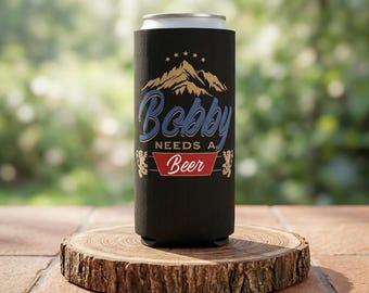 Personalisierter Dosenkühler, individuelles Name Mountain Logo Bieretikett, Heckklappen-Accessoire, Groomsmen Geschenk