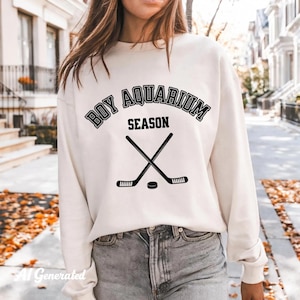 Boy Aquarium Varsity Sweatshirt, Cotton Hockey Season Crewneck image 1