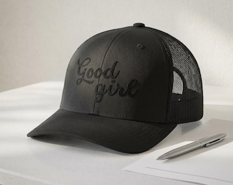 Monochromatic Black Good Girl Snapback Trucker Embroidered Hat