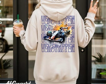 Max Verstappen Red Bull Rennauto Hoodie, F1 Aquarell Druck