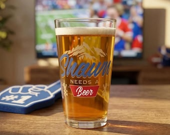 Custom Beer Glass, Mountain Brewing 16oz Pint