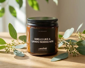 Smells Like a Lando Win Soy Wax Candle, Racing Fan Gift, Grand Prix Aromatherapy