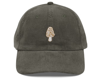 Morel Mushroom Dad Hat - Vintage Corduroy Fungus Hat - Mushroom Hunters Gift