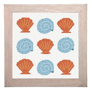 Seashell Motif Cross Stitch Pattern, Digital Pattern